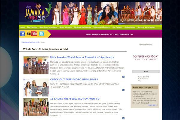Miss Jamaica World, Website Development