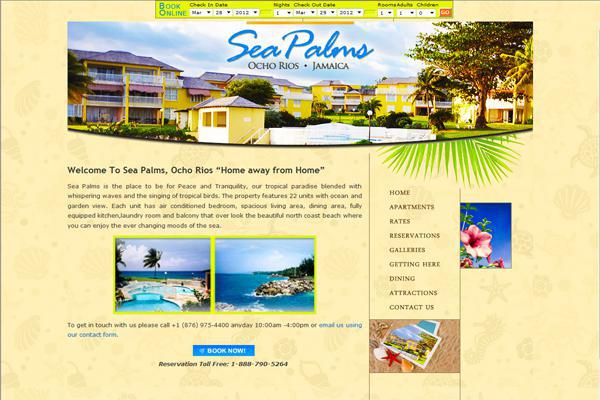 Website for Sea Palms Jamaica