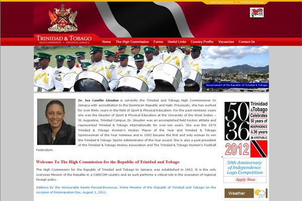 Portfolio Item - Website design for the High Commission of Trinidad & Tobago in Jamaica by Interlinc Communications