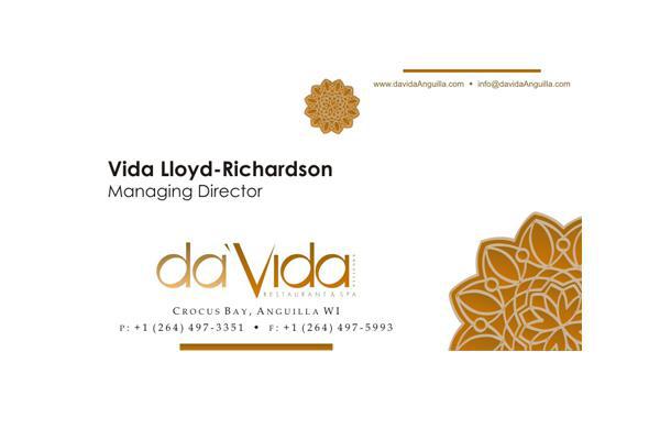 Business cards for da'Vida Anguilla