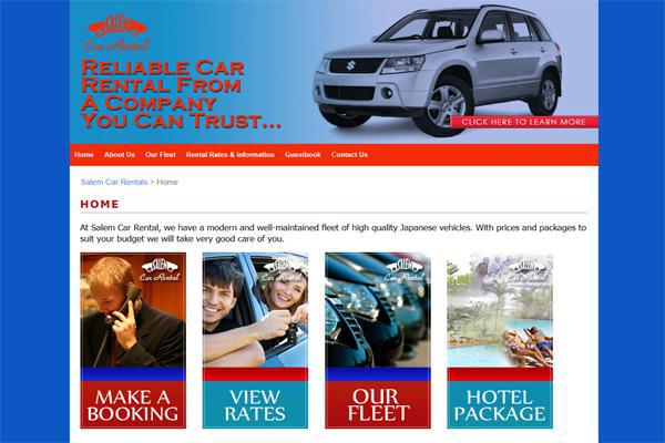 Web design for Salem Car Rentals, Ocho Rios Jamaica