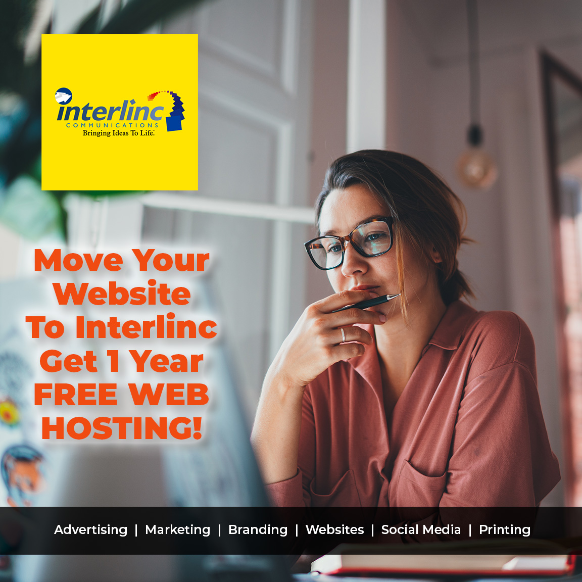 Transfer your website to Interlinc Communications and get 1 year of free web site hosting.