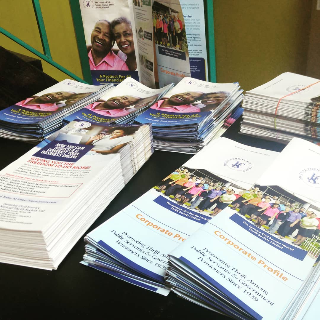 Brochure design and printing for the Jamaica Civil Service Mutual Thrift Society