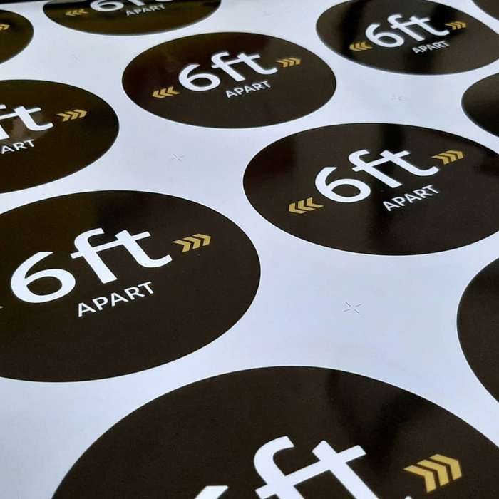 Social distance floor markers design and print Interlinc Communications