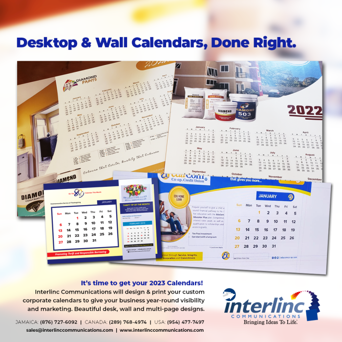 Desktop and Wall Calendars Done Right. It's time to get your desktop, wall and multipage calendars done! Talk to the experts at Interlinc Communications today!