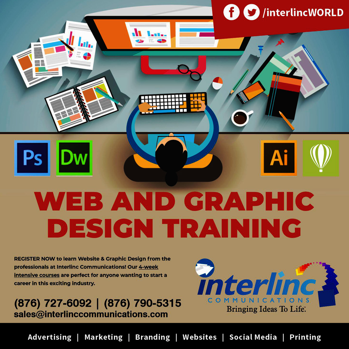 REGISTER NOW to learn Website & Graphic Design from the professionals at Interlinc Communications! Our 4-week intensive courses are perfect for anyone wanting to start a career in this exciting industry.