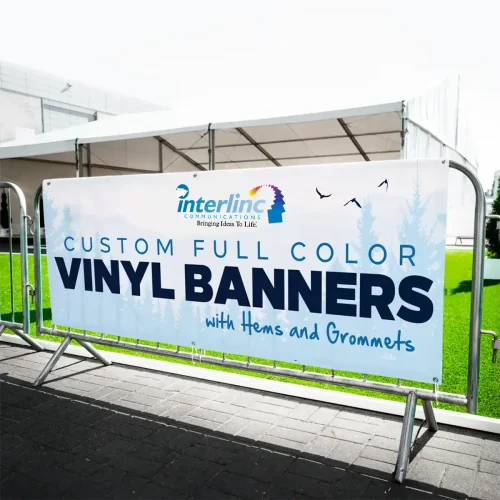 Custom full color vinyl banners. Fast turn-around, high quality printing, vibrant colours. Upload your own design or have our team professionally and creatively design your artwork for you.