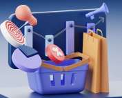 a basket with a target, a target, a target in it, and a